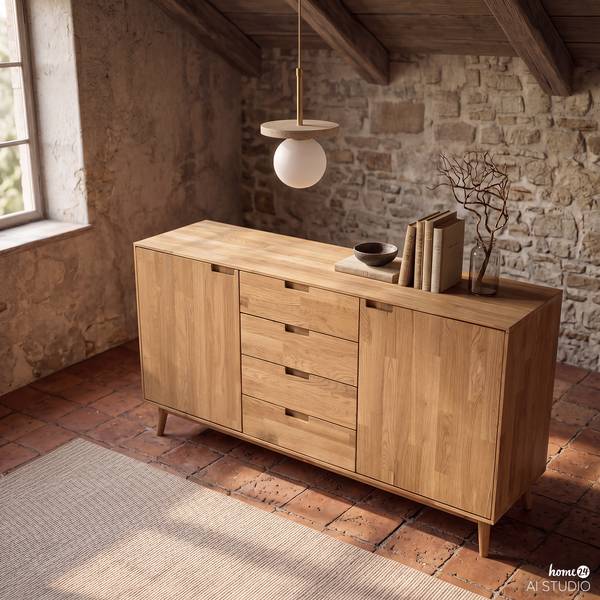 Massives Sideboard FINSBY Eiche massiv - Eiche