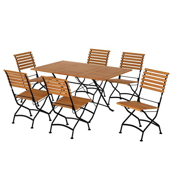 Tuineetgroep Tuscany III (7-delig) massief acaciahout/staal - acaciahout/zwart