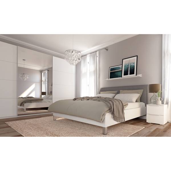 Schwebetürenschrank SKØP pure reflect Alpinweiß - 360 x 222 cm - 3 Türen