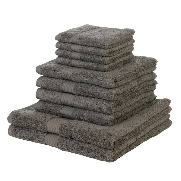 Handtuchset New York (10-teilig) Baumwollstoff - Trüffel