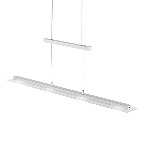 LED-Pendelleuchte Tenso Glas / Eisen - 3-flammig - Matt Nickel - Breite: 64 cm