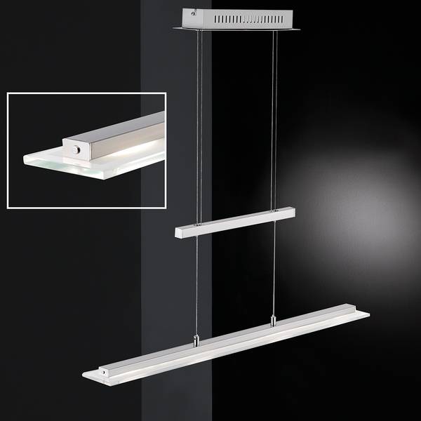 LED-Pendelleuchte Tenso Glas / Eisen - 3-flammig - Matt Nickel - Breite: 64 cm