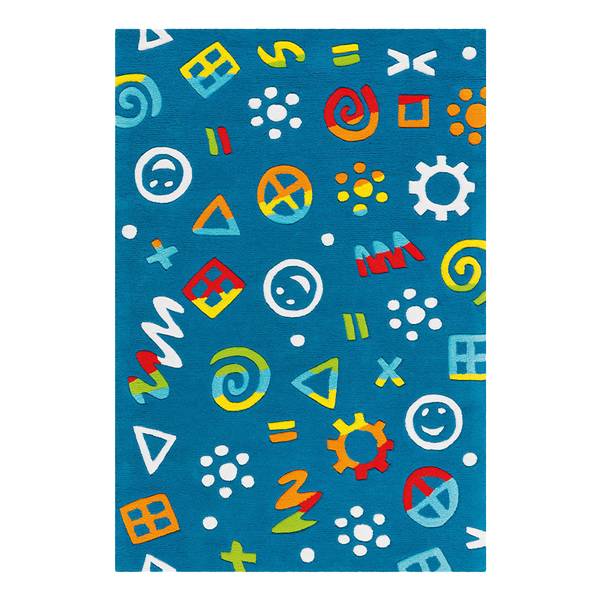 Kindervloerkleed Glowy Icons kunstvezels - blauw/meerdere kleuren