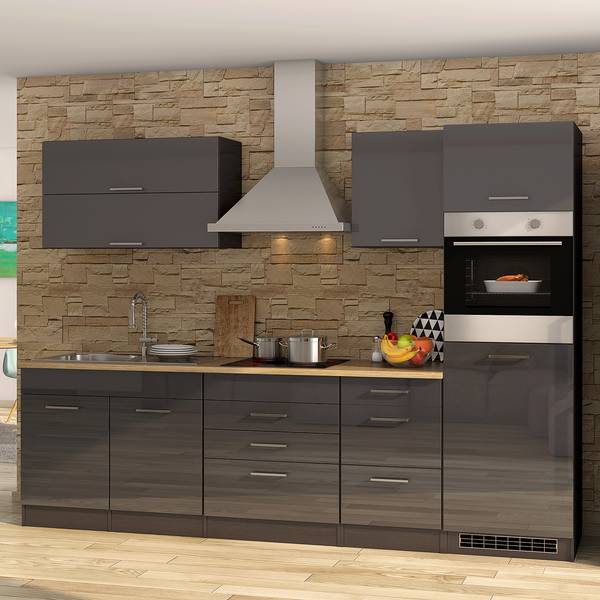 Keukenblok Mailand VIII grafietkleurig - inductie - met elektrische apparatuur - zonder koelkast