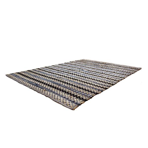Kurzflorteppich Sienna 210 Baumwollstoff - Blau / Grau - 120 x 170 cm
