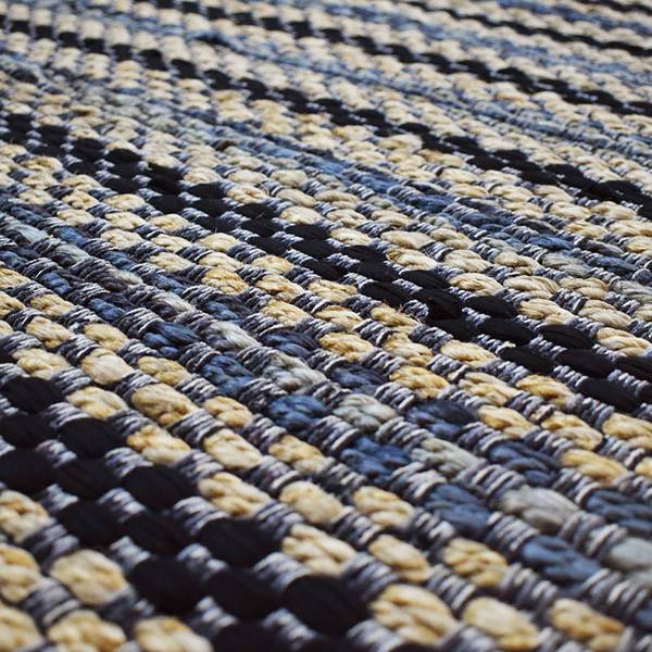 Kurzflorteppich Sienna 210 Baumwollstoff - Blau / Grau - 120 x 170 cm