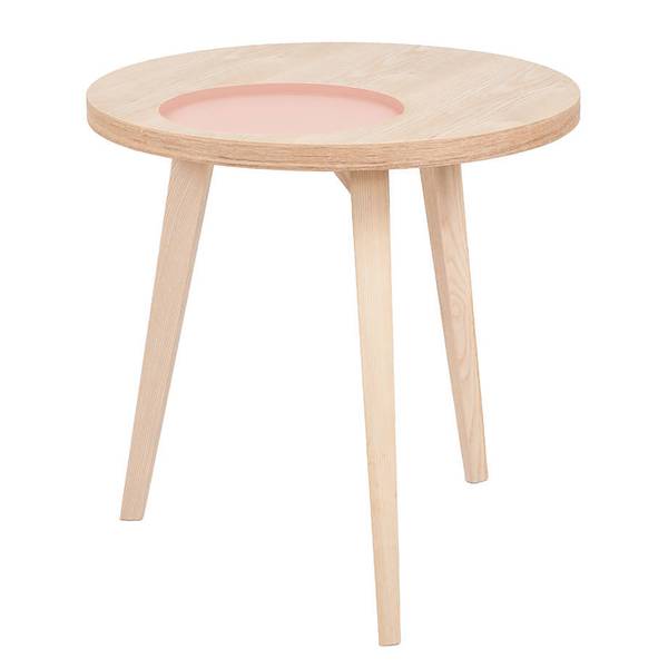 Bijzettafel Addison deels massief essenhout - pastelabrikoos