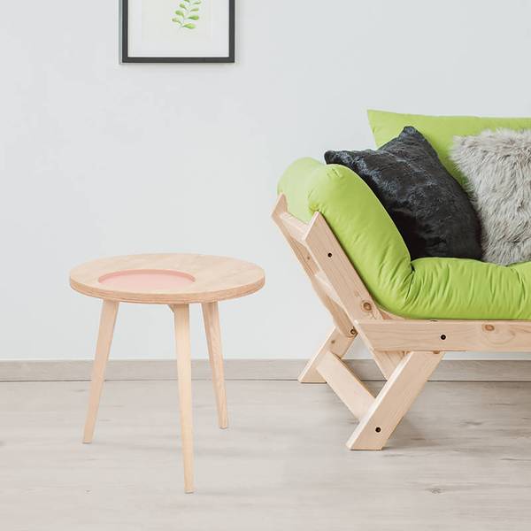 Bijzettafel Addison deels massief essenhout - pastelabrikoos