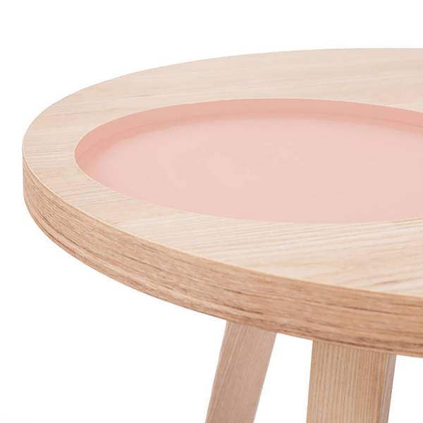 Bijzettafel Addison deels massief essenhout - pastelabrikoos