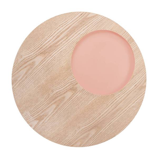 Bijzettafel Addison deels massief essenhout - pastelabrikoos