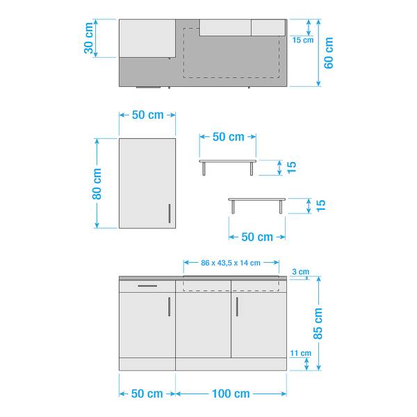 Ligne de cuisine LILLEHAMMER type B Pin massif - Pin blanc / Pin couleur miel