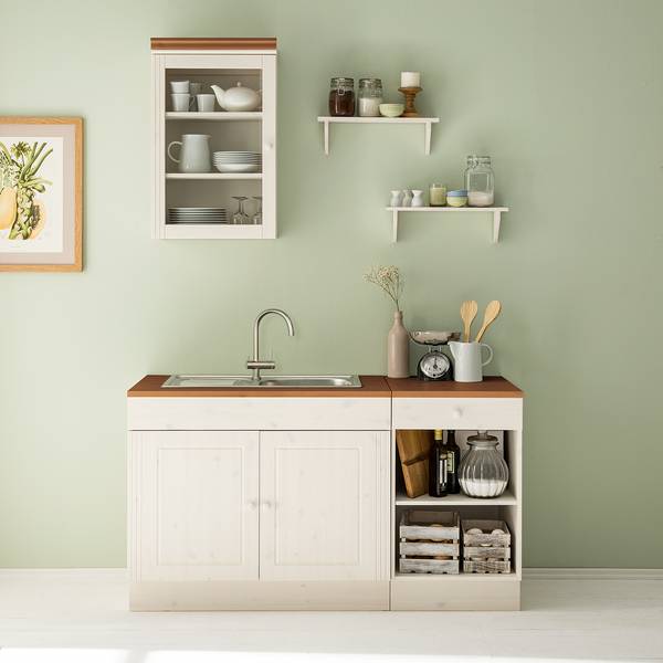 Ligne de cuisine LILLEHAMMER type B Pin massif - Pin blanc / Pin couleur miel