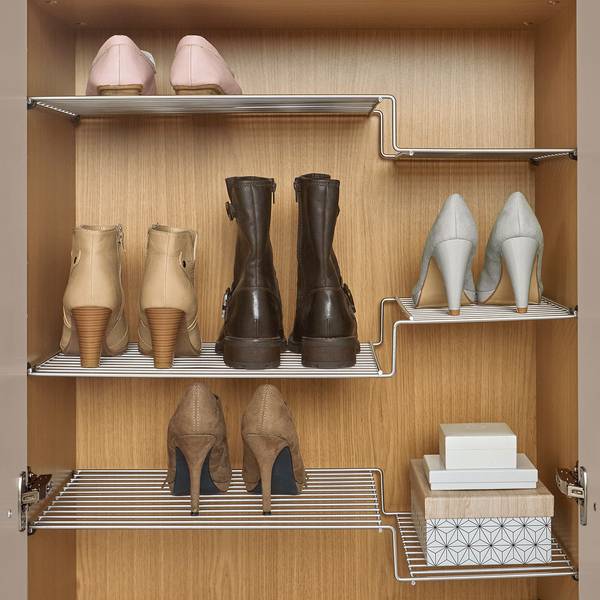 Schuhschrank Loveno Eiche teilmassiv / Metall - Taupe