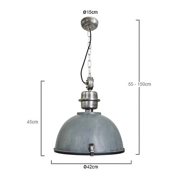 Pendelleuchte Bikkel Stahl - 1-flammig - Blaugrau