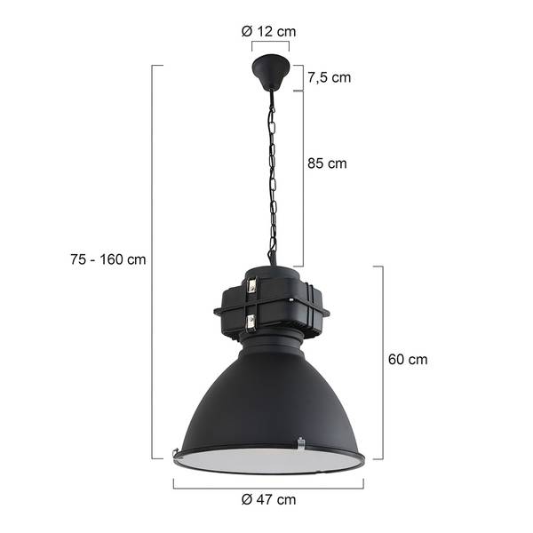 Suspension Mexlite XXII Acier / Verre - 1 ampoule - Noir