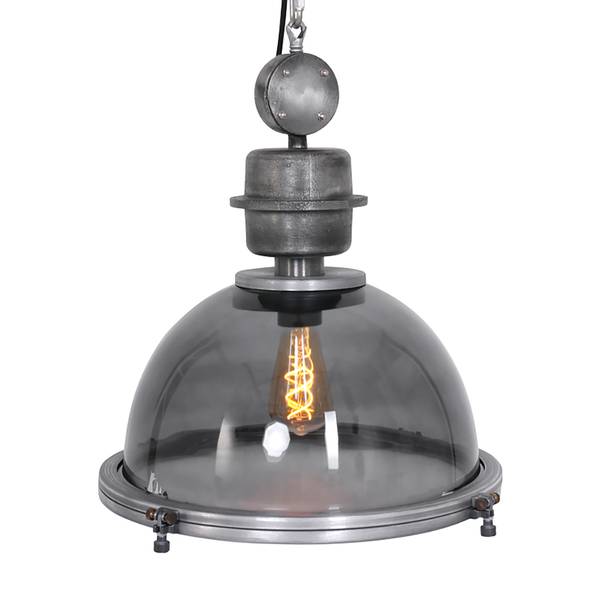 Hanglamp Bikkel I transparant glas / staal - 1 lichtbron