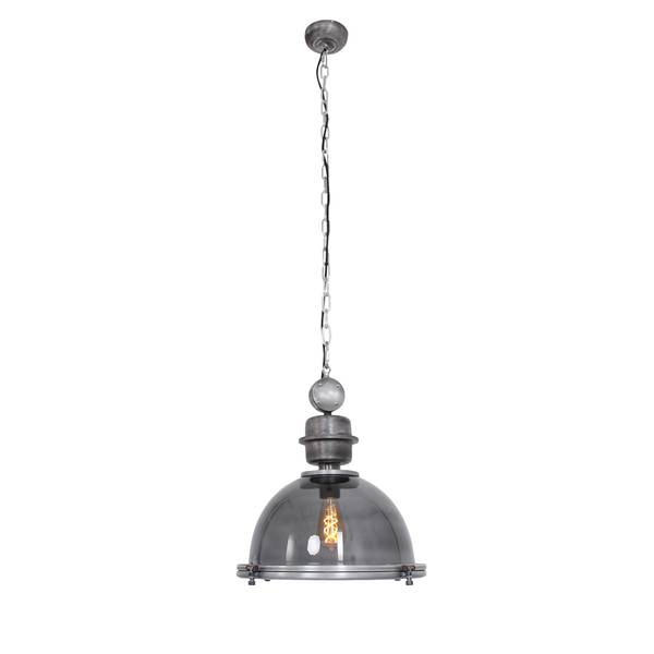 Hanglamp Bikkel I transparant glas / staal - 1 lichtbron