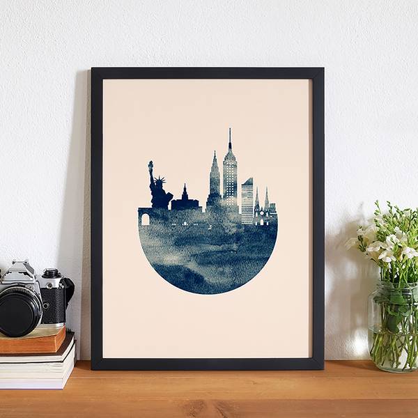 Tableau déco NY Skyline Hêtre massif / Plexiglas - 32 x 42 cm