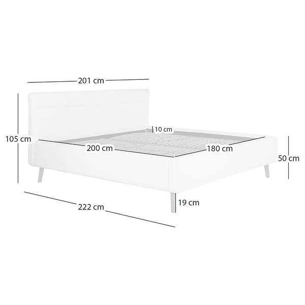 Polsterbett LOTTE Webstoff Meara: Mintgrau - 180 x 200cm