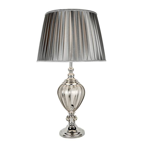 Tischleuchte Greyson Mischgewebe / Glas - 1-flammig - Silber