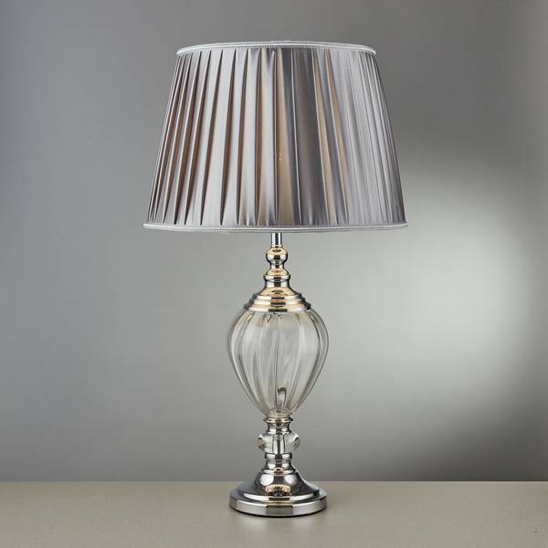 Tischleuchte Greyson Mischgewebe / Glas - 1-flammig - Silber
