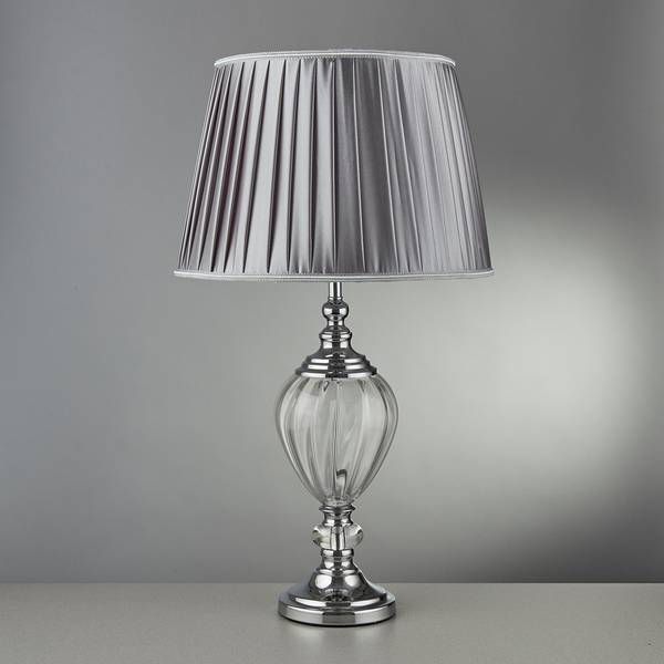 Tischleuchte Greyson Mischgewebe / Glas - 1-flammig - Silber