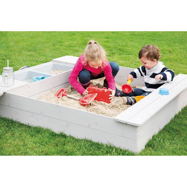 Sandkasten Deluxe Tanne, lasiert / Kunststoff - Grau