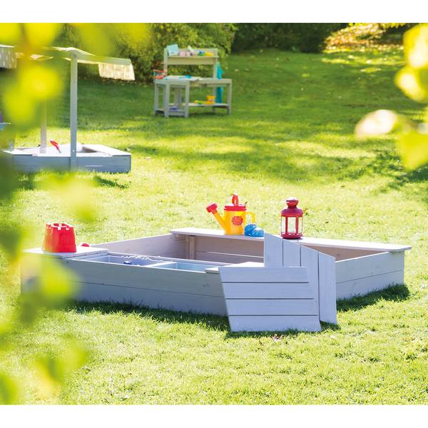 Sandkasten Deluxe Tanne, lasiert / Kunststoff - Grau