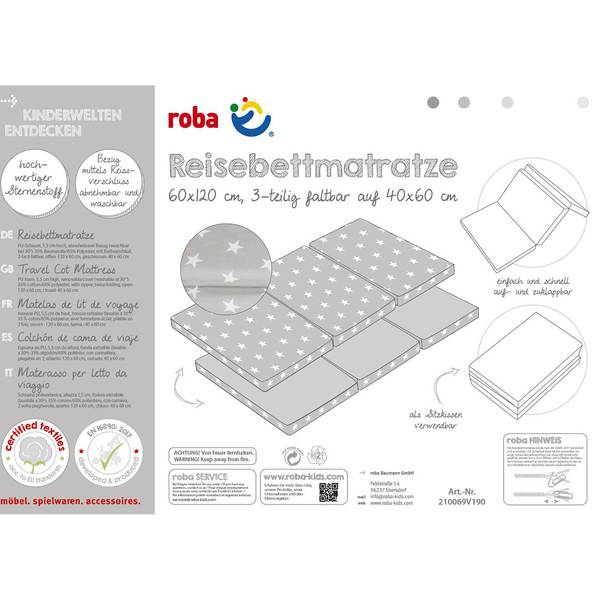 Matelas de voyage Little Stars 60x120 cm Mesh - 61 x 6 x 120 cm