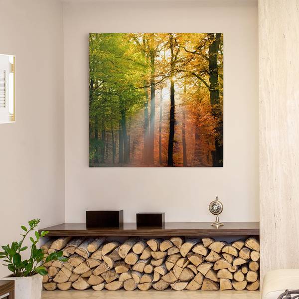 Bild Morning Light Leinwand /  Massivholz Fichte - Mehrfarbig - 30 x 30 cm