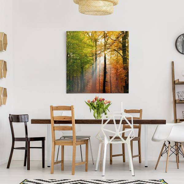 Bild Morning Light Leinwand /  Massivholz Fichte - Mehrfarbig - 30 x 30 cm