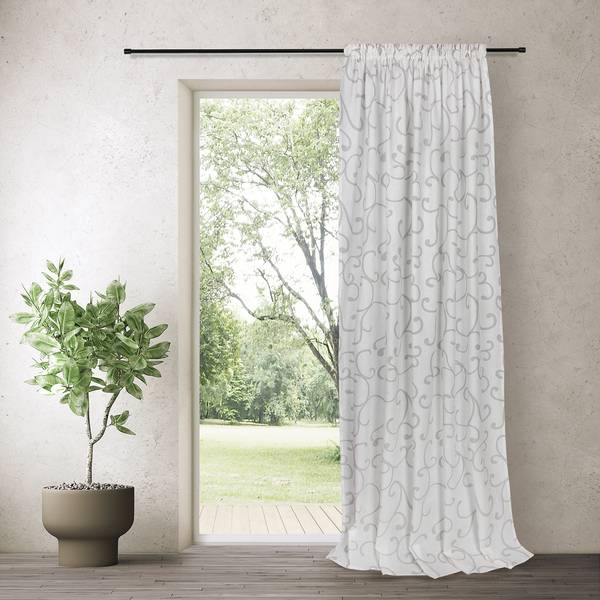 Rideau Ilia Coton biologique - Blanc / Gris clair