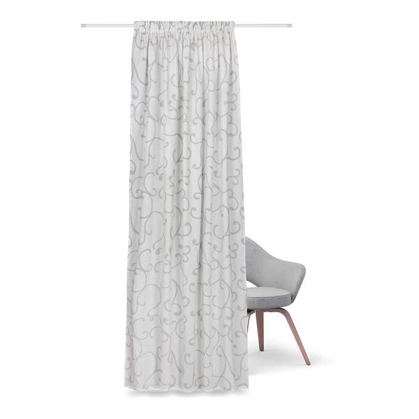 Rideau Ilia Coton biologique - Blanc / Gris clair