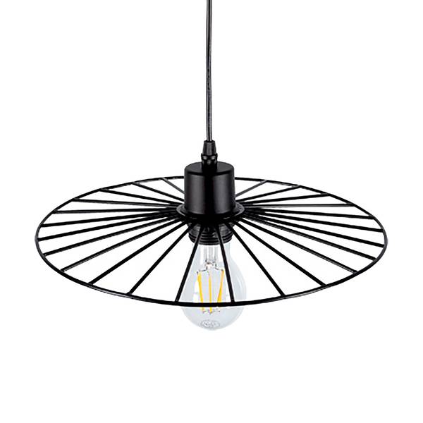 Pendelleuchte Antonella Stahl / Eiche Massiv - 1-flammig - Schwarz - Durchmesser: 35 cm