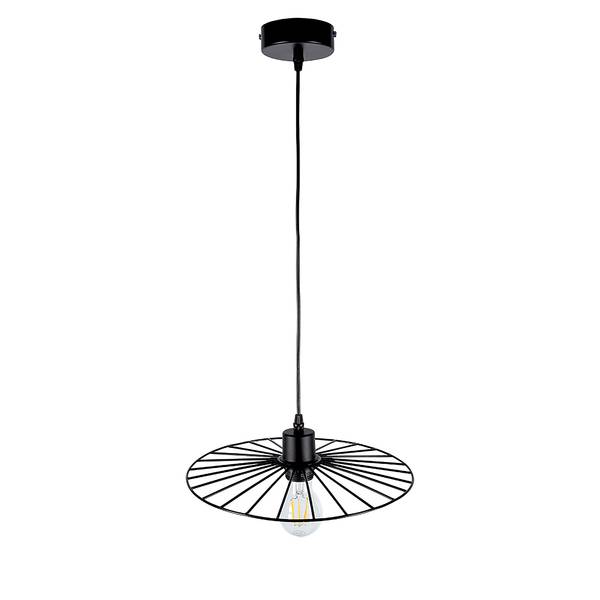 Pendelleuchte Antonella Stahl / Eiche Massiv - 1-flammig - Schwarz - Durchmesser: 35 cm