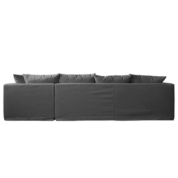 Hoekbank Breves Vlakweefsel - antracietkleurig - ottomane vooraanzicht rechts