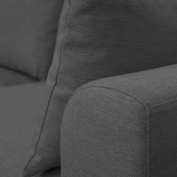 Hoekbank Breves Vlakweefsel - antracietkleurig - ottomane vooraanzicht rechts