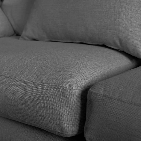 Hoekbank Breves Vlakweefsel - antracietkleurig - ottomane vooraanzicht rechts