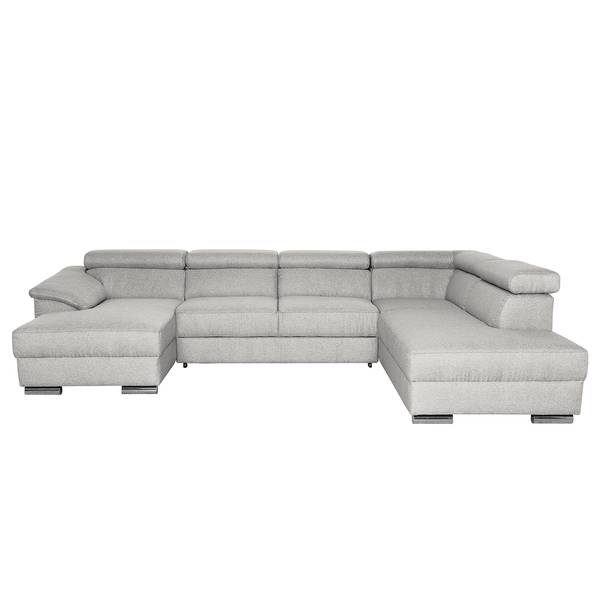 Zithoek Swaine geweven stof - lichtgrijs - chaise longue vooraanzicht links - met slaapfunctie