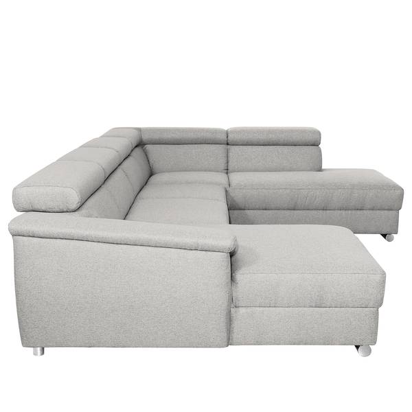 Zithoek Swaine geweven stof - lichtgrijs - chaise longue vooraanzicht links - met slaapfunctie