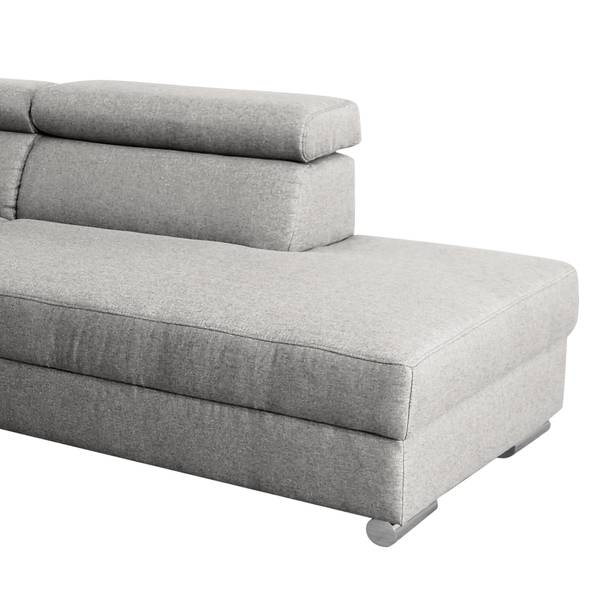 Zithoek Swaine geweven stof - lichtgrijs - chaise longue vooraanzicht links - met slaapfunctie