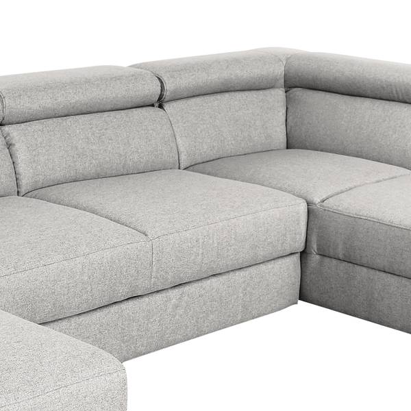 Zithoek Swaine geweven stof - lichtgrijs - chaise longue vooraanzicht links - met slaapfunctie