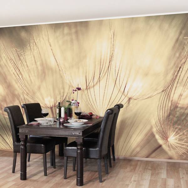 Vliestapete Pusteblumen Sepia Vliespapier - Beige - 288 x 190 cm