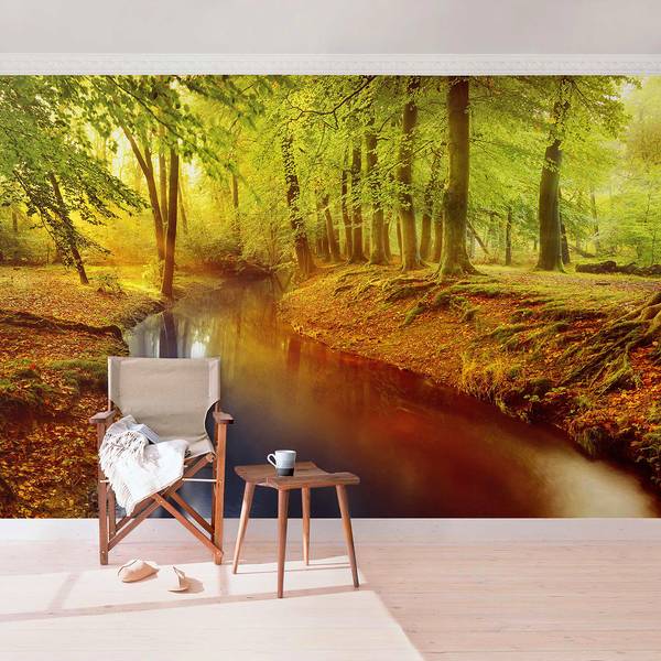 Vliesbehang Herfstbos sparrenhout - 480 x 320 x 0.1 cm