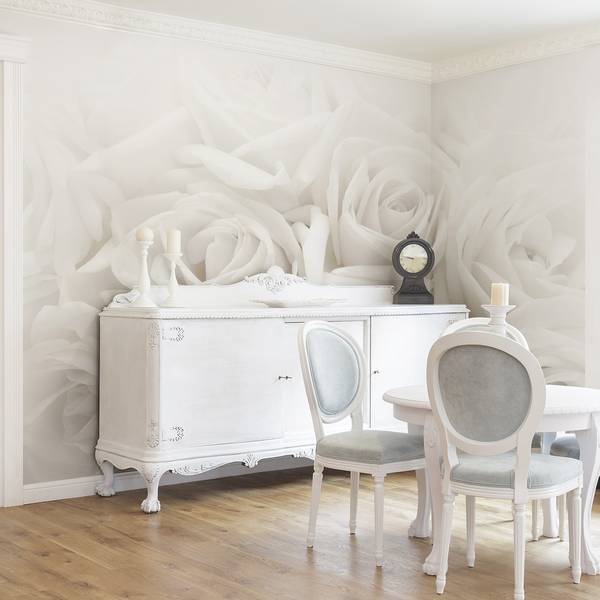 Papier peint roses blanches Papier peint - 384 x 255 cm
