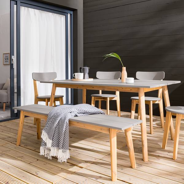 Gartenbank Lindholm Akazie massiv - Grau / Braun