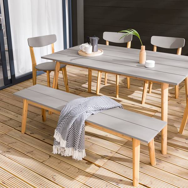 Gartenbank Lindholm Akazie massiv - Grau / Braun