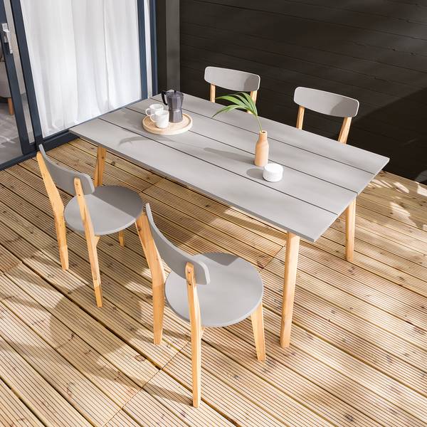 Gartentisch Lindholm I Akazie massiv - Grau / Braun