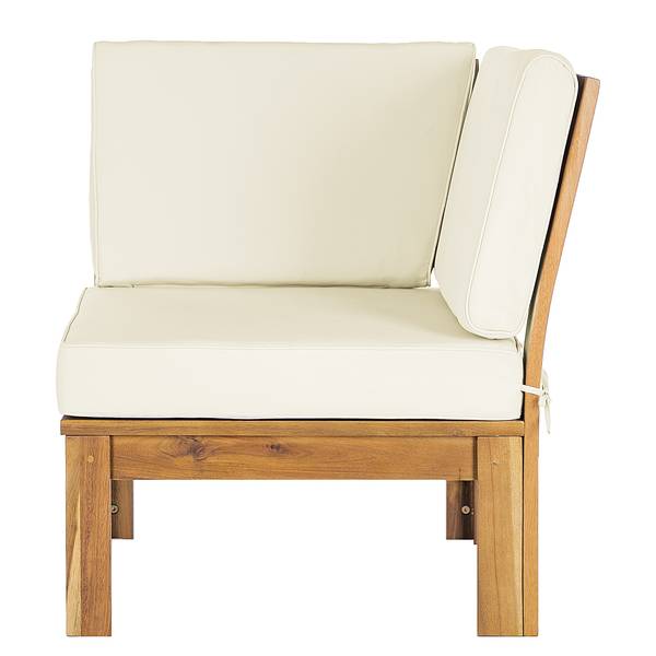 Fauteuil d’angle d’extérieur LEXI Tissu / Acacia massif - Blanc laine