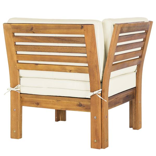 Fauteuil d’angle d’extérieur LEXI Tissu / Acacia massif - Blanc laine